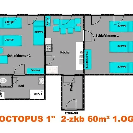 Octopus-1 Monteurwohnung In Zentrum! 2-zkb In 1og Apartment *